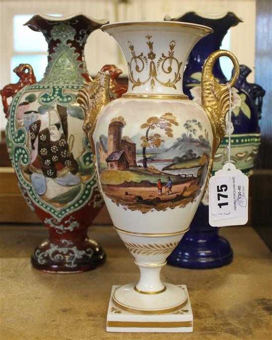 Pair Japanese vases & French porcelain vase